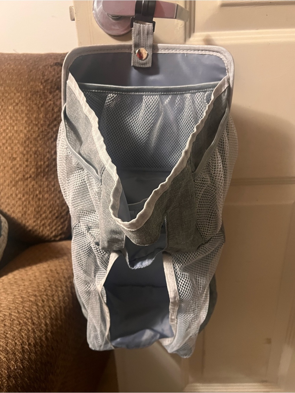 Light Gray Mesh Hanging diaper Organizer
